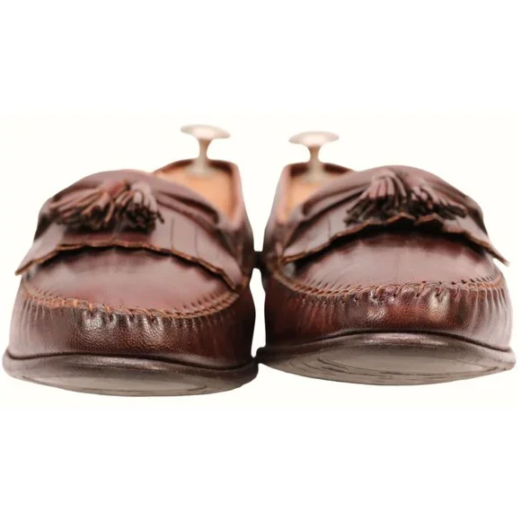 Santoni Italy All Leather Tassel Loafers Brown Moccasins  display picture 2